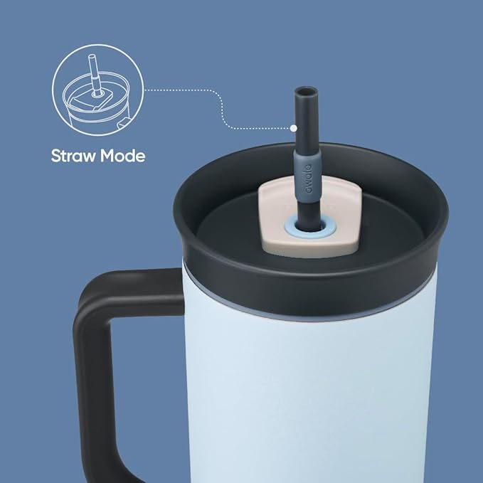 Owala Stainless Steel Triple Layer Insulated Travel Tumbler with Spill Resistant Lid, Straw, and Carry Handle, BPA Free, 40 oz, Blue (The Great Blue) - Bloomnest