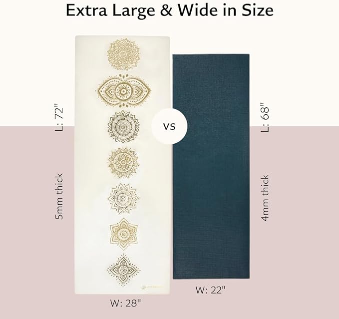 Shakti Warrior Shanti PU Yoga mat - Artist Designed, Premium eco friendly mats, Non Slip, Non Toxic, Great for Regular & Hot Yoga, Pilates and Work out (72 inch x 28 inch x 5mm Thick)k out (72 inch x 28 inch x 5mm Thick)