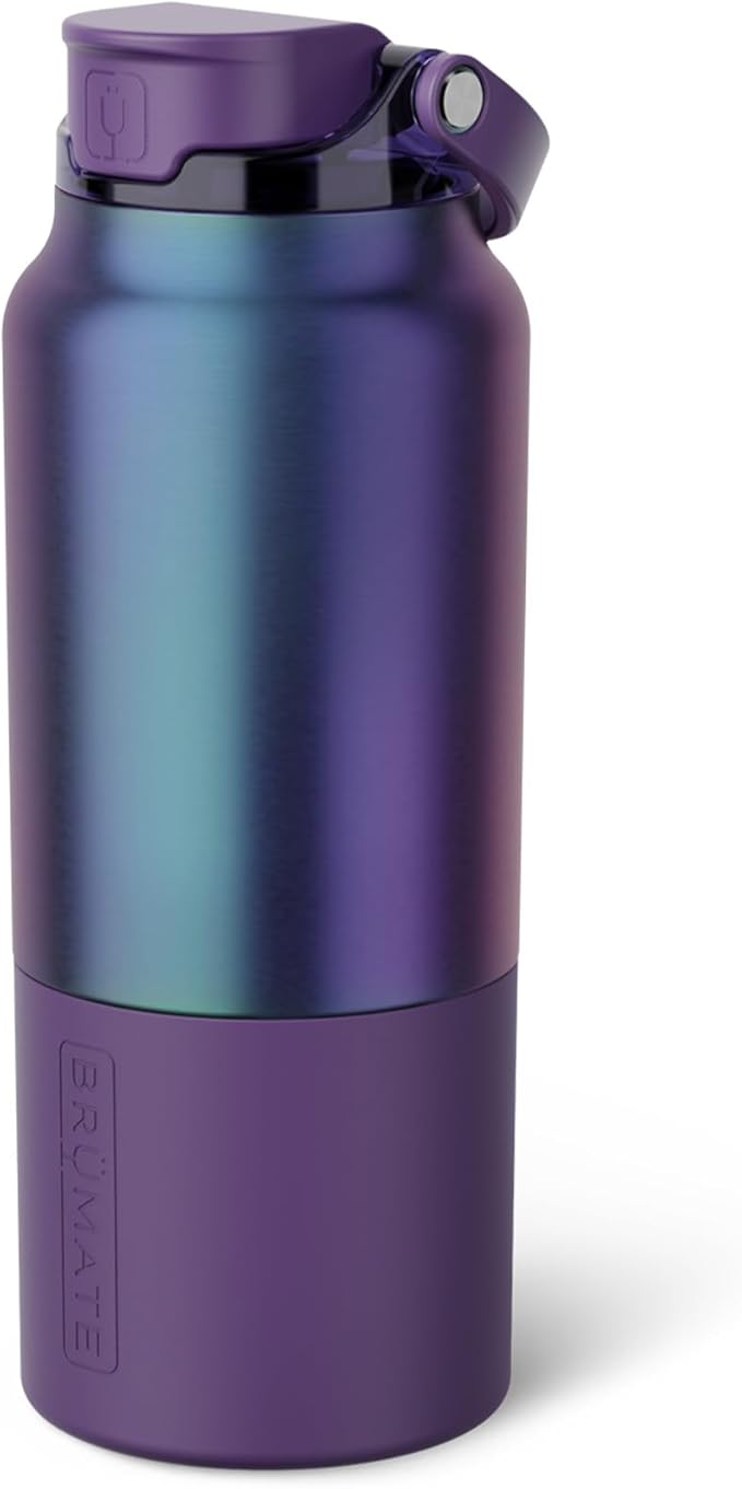 BrüMate Rise 35oz Water Bottle With 100% Leakproof Covered Silicone Straw | Insulated Stainless Steel Water Bottle With Removable Straw | Fast Flow | Soft Sip Silicone Spout | BPA-Free (Dark Aura) Br%C3%BCMate