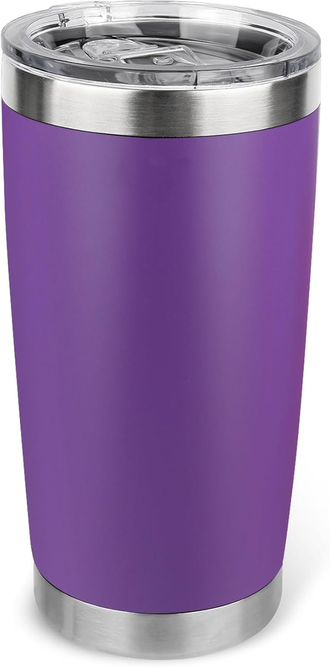 20oz Stainless Steel Tumbler with Lid, Travel Mug - Double Wall Vacuum Powder Coated Cup - Purple, 1 Pack - Bloomnest