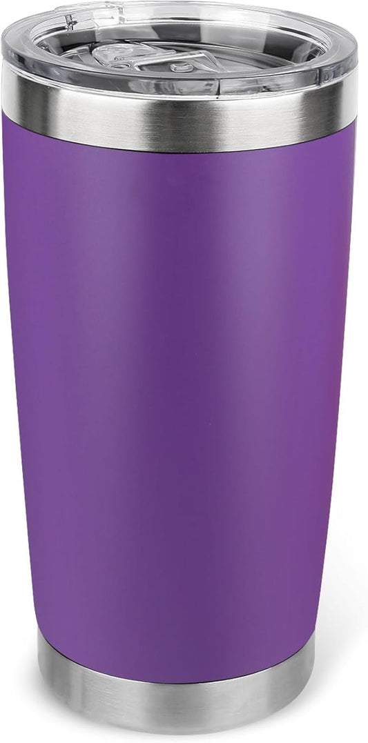 20oz Stainless Steel Tumbler with Lid, Travel Mug - Double Wall Vacuum Powder Coated Cup - Purple, 1 Pack - Bloomnest