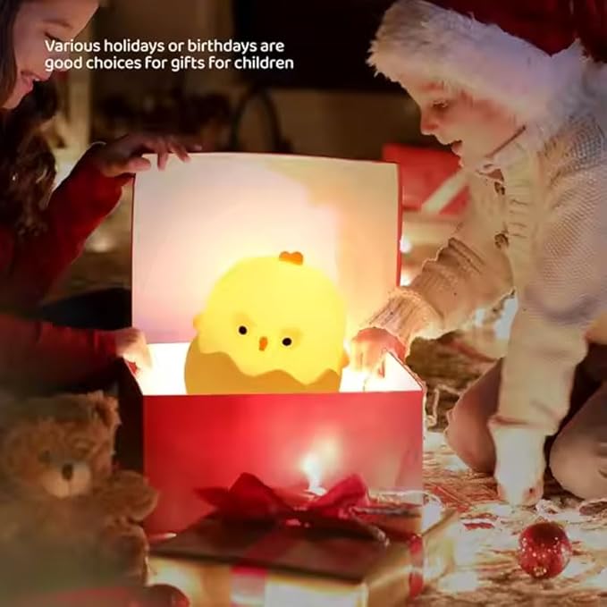 Easter Chick Egg Night Light - Dimmable 7-Color LED Nursery Lamp for Babies, Soft Silicone Touch Eggshell Decor for Easter Basket, Bedroom & Kids Room, Easter Gifts & Birthday Presents - Bloomnest