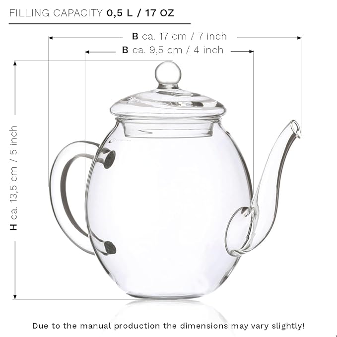 Creano Blooming Tea Gift Set with Glass Pot 17oz/500ml with 6 Flowering-Tea each 3pcs White & Black Tea - Bloomnest