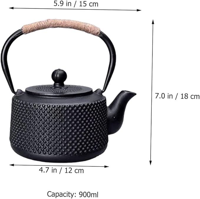 Japanese Cast Iron Tea Kettle with Infuser Metal Teapot for Home and Office Small Sturdy Desktop Tea Kettle Retro Design