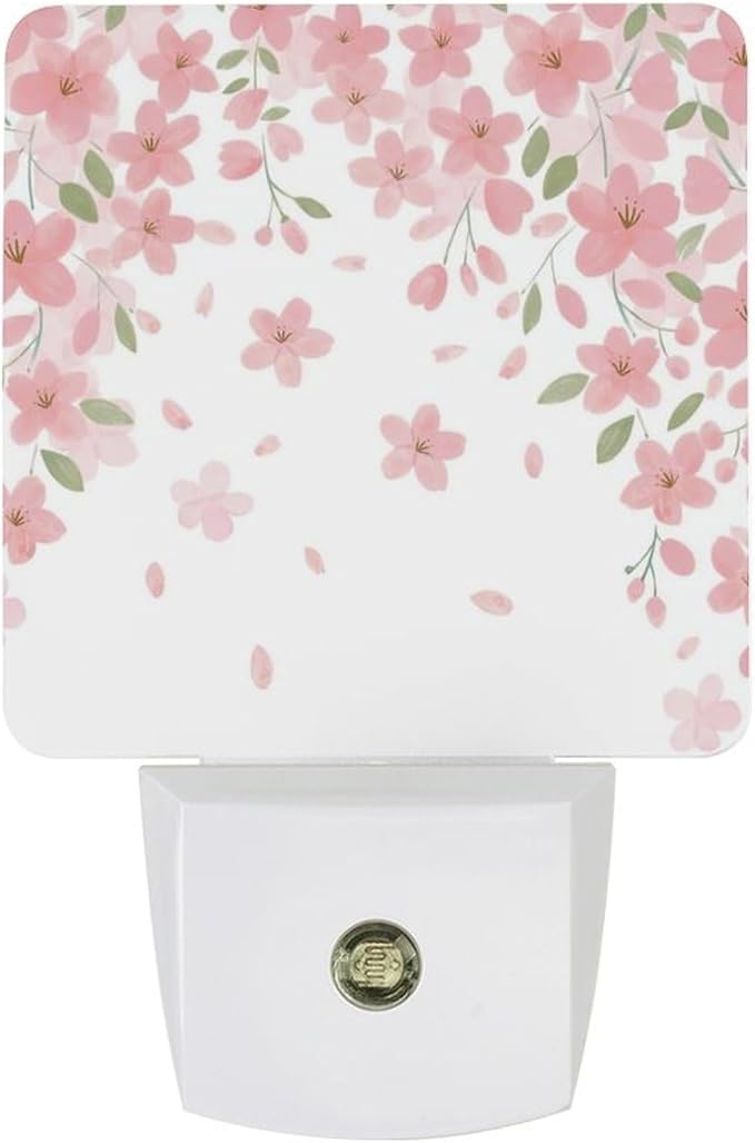 Falling Flowers Night Light, Plug into Wall Decor Nightlights for Bedroom, Bathroom, Hallway, Kitchen, with Dusk to Dawn Light Auto Sensors LED Night Lights for Boys Girls Women Men Room Gifts - Bloomnest