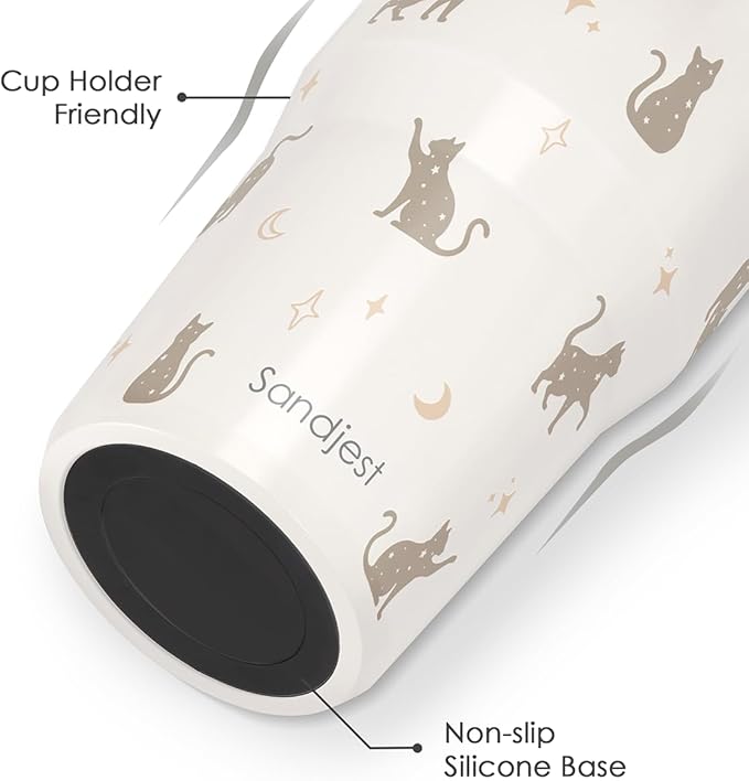 SANDJEST Cat Stainless Steel Straw Lid Tumbler 30oz with Carry Handle for Women Girls Cat Lovers, Insulated Travel Coffee Cup, Gift for Sports Outdoor Workout Christmas Birthday - Bloomnest