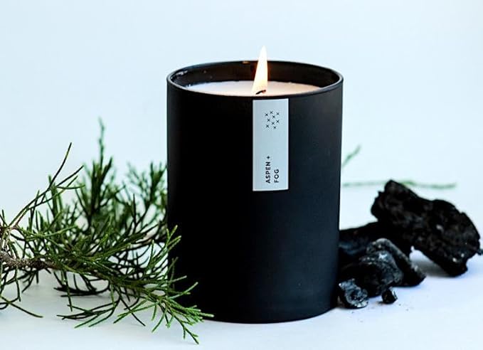 Calyan Wax Co. Aspen & Fog Scented Candle - 75 Hour Burn - Luxury Non Toxic Soy Wax Candles - Long Lasting Black Tumbler Jar Candle for Home - 10.2oz - Bloomnest