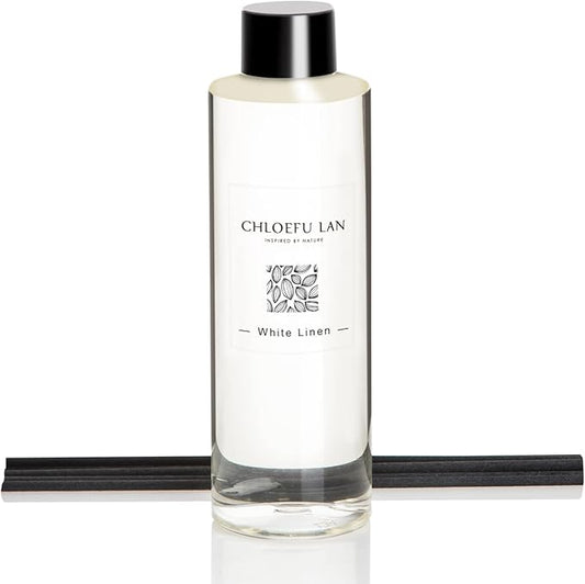 Chloefu LAN Fresh Linen Reéd Diffuser Refill 200ml/6.76 fl oz, Natural Essential Scented Oil, Best for Aromatherapy, SPA and Home, 0% Alcohol, A Fresh Clean Cotton Scent, Free Set of Sticks - Bloomnest