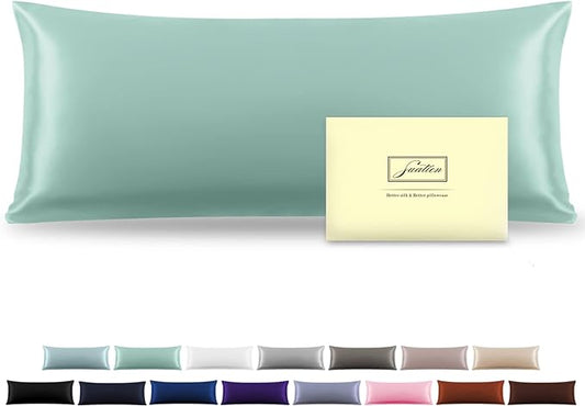 Silk Body Pillowcase Mulberry Silk Pillowcase Body Pillow Cases with Zipper Soft Breathable Smooth Cooling 20x54 inches Body Pillow Pillowcase for Sleep (Sage Green,20"X 54",1Pcs) - Bloomnest