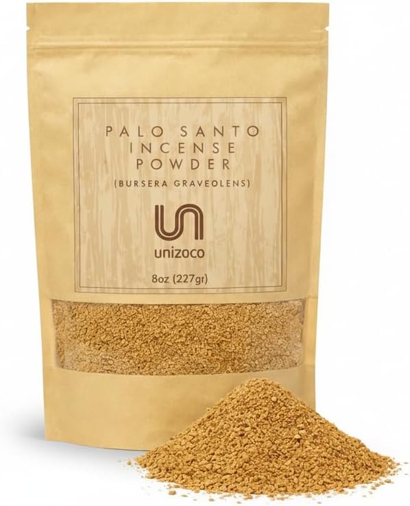 Palo Santo Incense Powder | 8 oz (227g) | 1/2 Pound Bag | Ecuadorian Palo Santo Wood Powder | Premium Loose Incense for Meditation, Energy Cleansing, Smudging, Yoga, Aromatherapy, Spiritual Rituals UNIZOCO