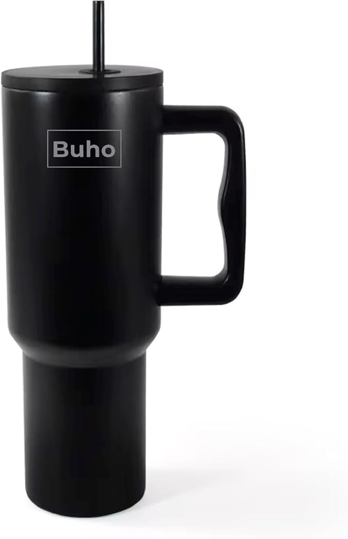 Outdoor Tumbler, 40 oz, Double-Wall Insulated, Ergonomic Handle with Lid Straw (Black) - Bloomnest