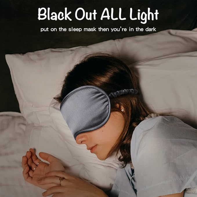 LULUSILK Mulberry Silk Sleep Eye Mask Blindfold with Elastic Strap Headband, Soft Eye Cover Eyeshade for Night Sleeping, Travel, Nap (Charcoal Gray) - Bloomnest
