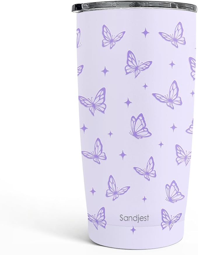 SANDJEST Butterfly Tumbler 20oz, Stainless Steel Travel Cup with Lid, Insulated Coffee Mug, Butterfly Gifts for Women Girls Friends Sisters on Birthday Christmas - Bloomnest
