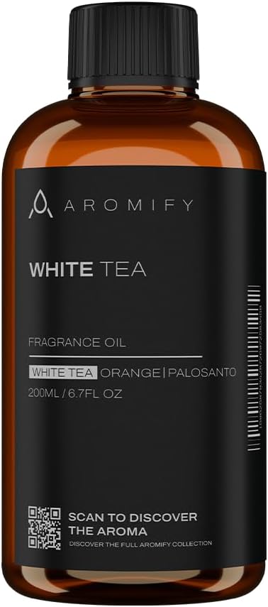 White Tea Diffuser Oil, 6.7 FL Oz, 200 mL, Aroma Essential Oil for Scent Diffusers, Luxury Hotel Scent for Home, Bathroom, Spa & Office, Natural White Tea Fragrance Oil, Orange & Palo Santo. - Bloomnest