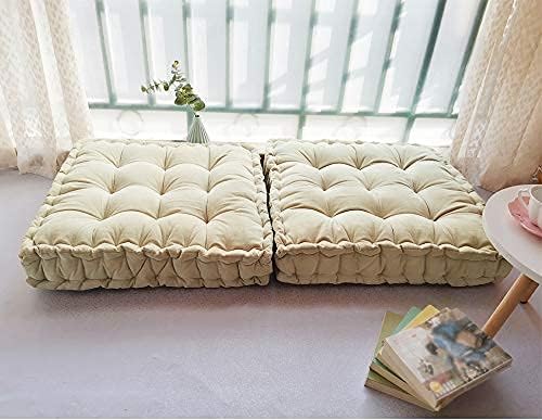 Verpert Floor Pillow 25x25 Inch,Square Meditation Cushion Floor Seating for Adults,Oversized Tufted seat Cushion Reading Nook for Kids, Yoga Meditation Pillow for Sitting on Floor, (Beige)