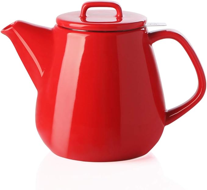 Sweejar 40oz Tea pot with Removable Stainless Steel Infuser,Dishwasher Safe Tea Pots for Loose Tea,Tea Pots with Infuser for Chrismas Women Gift (Red) - Bloomnest