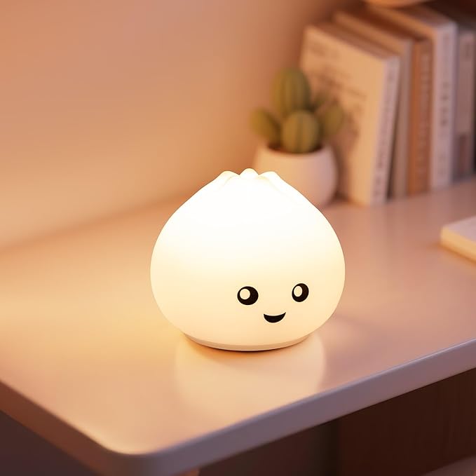 Night Light for Kids, Rechargeable Dimmable Silicone LED Nightlight with 7 Colors, Baby Nursery Night Lamp, Touch Squishy Lamp, Cute Gifts for Girls, Boys, Toddler Room Decor, Dumpling - Bloomnest