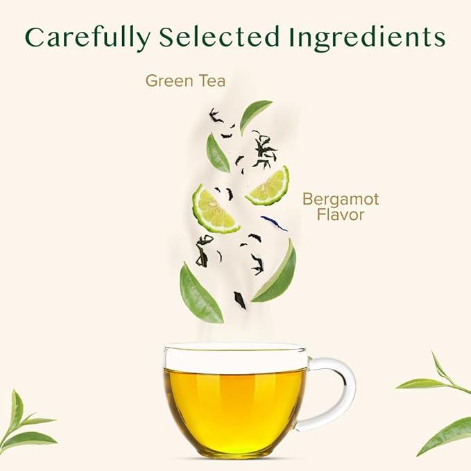 VAHDAM, Earl Grey Citrus Green Tea Loose Leaf (50+ Cups, 3.5 oz) Loose Leaf Earl Grey Green Tea With Pure Bergamot Oil | High Elevation Grown | Vacuum Sealed for Freshness - Bloomnest