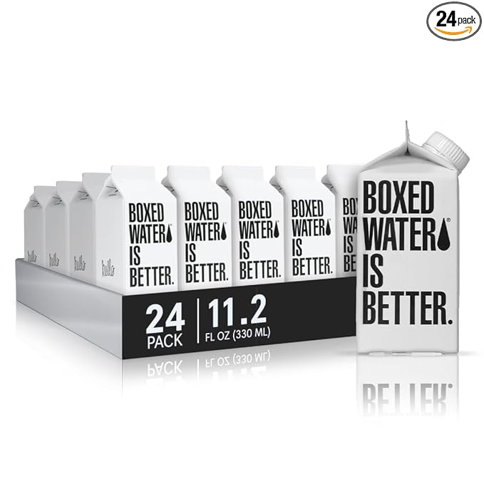 Boxed Water 11.2 oz. (24 Pack) – Better Than Premium Plastic Purified Drinking Water BPA-Free, Refillable Reusable Cartons - Mini - Bloomnest