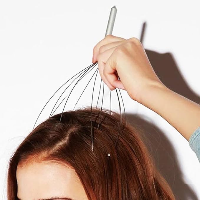Octopus Head Massager, Manual Scalp Scratcher, Stainless Steel Claws, Wood Handle, Stress Relief, Non-Electric, Random Color 1pc Random Color Bloomnest