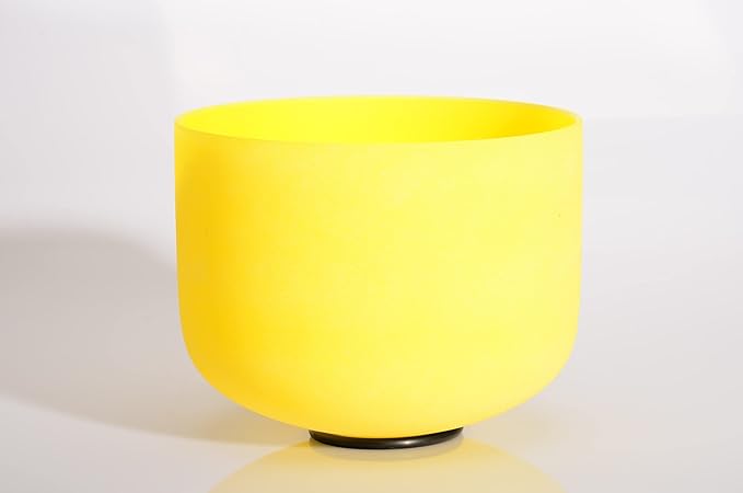 TOPFUND 528 Hz Yellow Solfeggio Crystal Singing Bowl 8 inch with Heavy Duty Carrying Case and Suede Mallet - Bloomnest