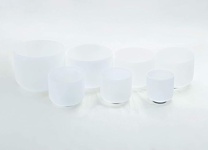 Leize Crystal Singing Bowl with Carrying Case, White, Set of 7 size 6-12" A-G Note 432 hz - Bloomnest