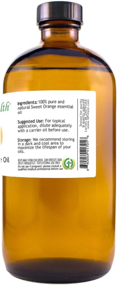Sweet Orange Essential Oil - 16 fl oz (473 ml) Amber Glass Bottle - 100% Pure Essential Oil - GreenHealth - Bloomnest