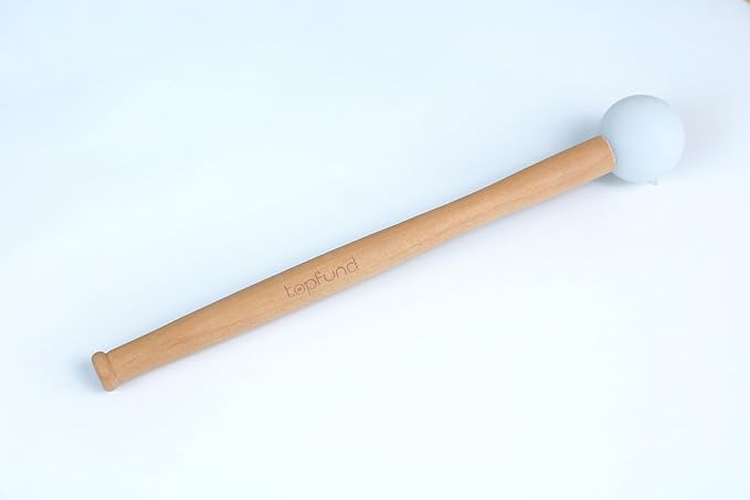 TOPFUND 12" Crystal Singing Bowl Mallet - Silicone Head & Raw Beech Handle | Precision-Crafted for Pure Sound