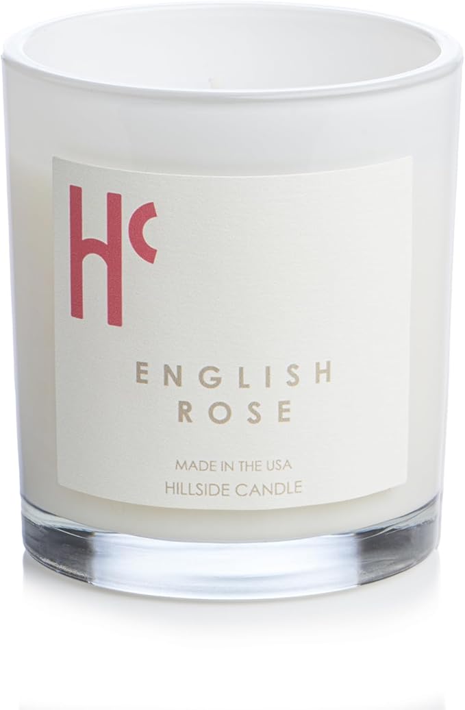 English Rose Single Wick Soy Candles, Luxury Scented Candles for Home - Up to 60 Hour Burn Time, Cruelty-Free Soy Wax Blend - Floral Rose & Jasmine Fragrance (9 oz) - Bloomnest