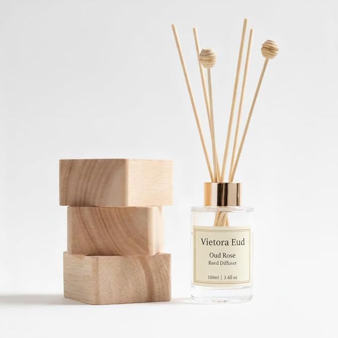 Oud Rose Reed Diffuser for Home, Luxury Hotel Collection Scent Inspired by Ritz Carlton, Long Lasting Fragrance, Minimalist Design, Bathroom Accessories/Bedroom Office Decor Gift, 3.34 Fl Oz - Bloomnest