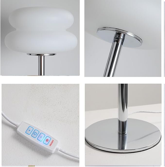 Mushroom Lamp for Bedroom,Mid Century Modern Lamp for Nightstand, Dimmable Retro Egg Tart Bedside Small Lamps,Unique Home Mushroom Decor Aesthetic Cute Table Lamps for Living Room (White) - Bloomnest