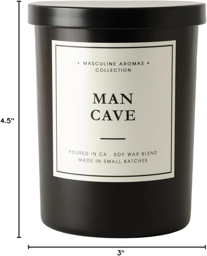 | Masculine Aromas | Small Batch | Soy Wax | 40 Hours | Scented Mens Candles with Natural Essential Oils | Vegan (Man Cave) - Bloomnest
