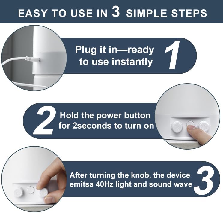 USB 40HZ Light Therapy, Brain Stimulating Lights, Memory Support Therapy Lamp Sound & Light Wave Generator Improve Mood, Memory and Cognition