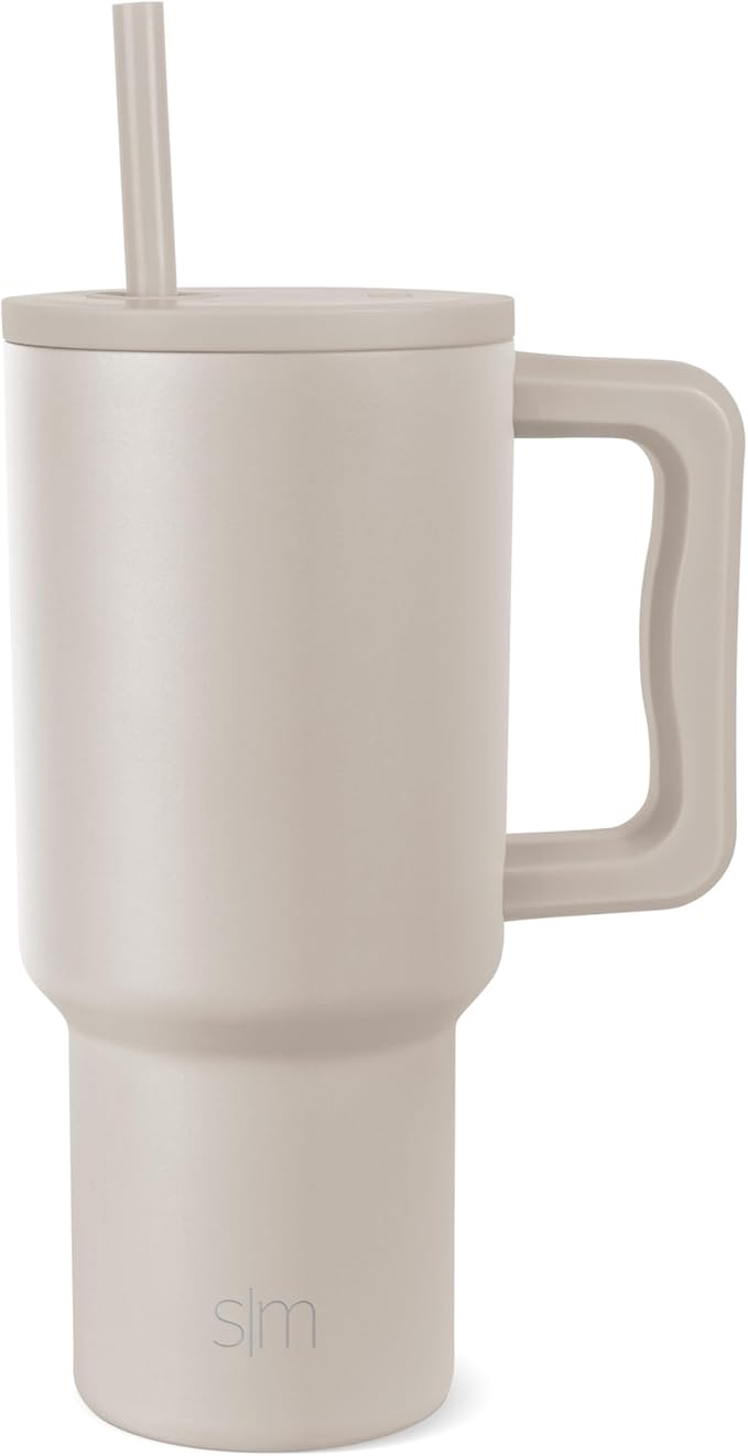 Simple Modern 30 oz Trek Tumbler with Handle and Straw Lid | Cup Holder Friendly Insulated Stainless Steel Travel Mug | Almond Birch SimpleModern