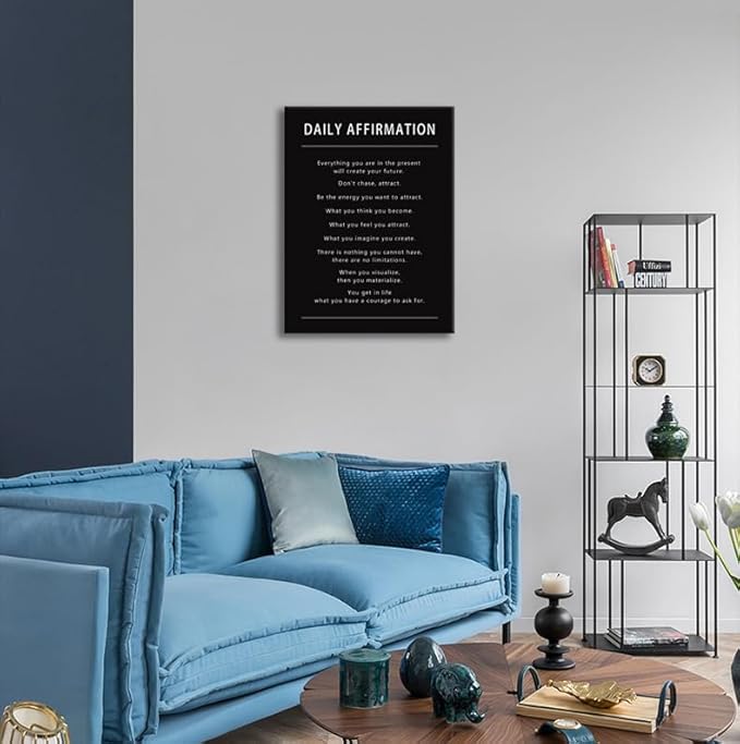 Daily Affirmation Office Decor Motivational Canvas Wall Art Inspirational Entrepreneur Quotes Poster Print Artwork Painting Wall Picture Home Living Room Gym Framed Ready to Hang[18''W x 24''H] - Bloomnest