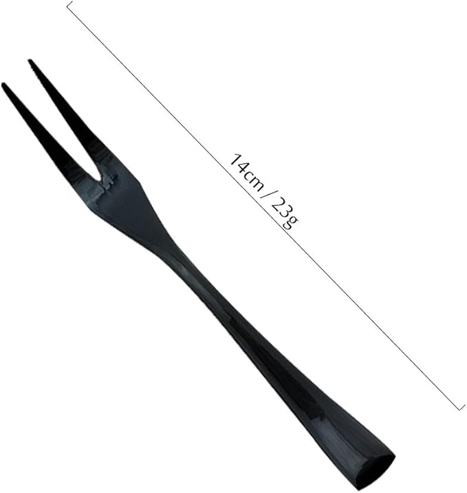 JASHII 18/10 Stainless Steel 6 Piece Mirror Polished Black Steak Fruit Fork Black Server Utensil Set 14CM - Bloomnest