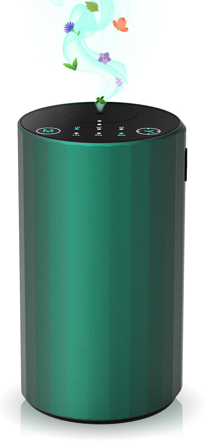 Waterless Essential Oil Diffuser Aromatherapy Scent Diffusers for Home Large Room, Bedroom, Car, Office, Desk, Battery Operated Mini Portable Air Freshener (Green) - Bloomnest