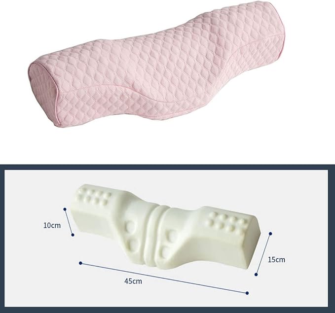 Cervical Neck Pillow for Pain Relief Sleeping, Neck roll Pillow Memory Foam for Stiff Neck Pain Relief ，Travel Bolster Pillow for Bed for Side Sleepers Back Sleeper. (Pink) - Bloomnest
