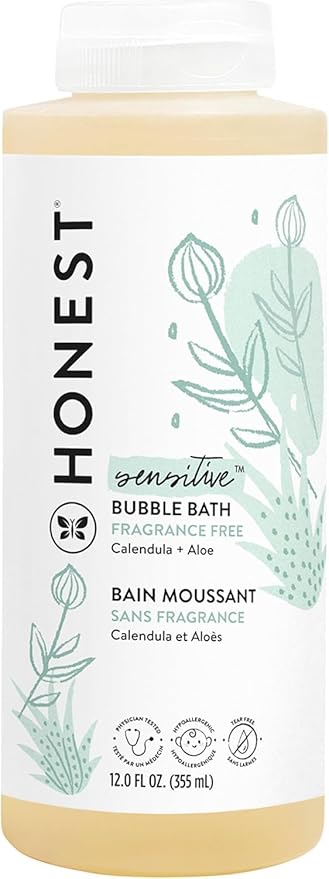 The Honest Company Foaming Bubble Bath | Gentle for Baby | Naturally Derived, Tear-free, Hypoallergenic | Fragrance Free Sensitive, 12 fl oz - Bloomnest
