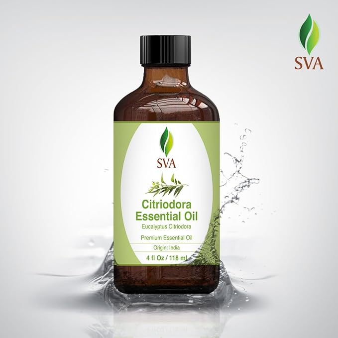SVA Lemon Eucalyptus Essential Oil – 4 Fl Oz – 100% Natural Citriodora Oil - for Diffuser, Hair Care, Face, Skin Care, Aromatherapy, Scalp and Body Massage, Soap and Candle Making – with Dropper - Bloomnest