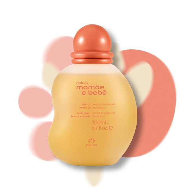 natura - Mamãe e Bebê Mom Stretch Marks Oil - Moisturizing Shower Oil - Skin Elasticity - 100% Vegan - Almond Oil - 97.3% Natural Origin - All Skin - Cruelty Free - Baby Essentials - 6.7 fl oz (200ml) - Bloomnest