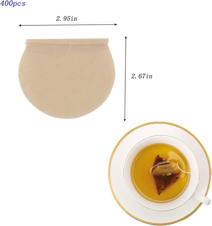 400pcs Tea Bags for Loose Leaf Tea Empty Tea Bags Loose Leaf, Disposable Round Natural Tea Filter Bags, Paper Drawstring Tea Bags Unbleached Tea Coffee Bags, Bath Spice Herbs Brewing Soup Bags - Bloomnest