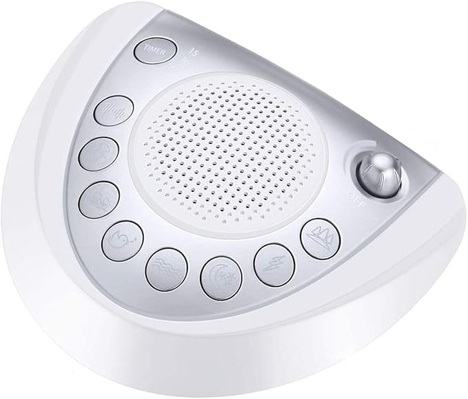 Raynic White Noise Machine, Battery Powered Sound Machine, Portable Sleep Machine with 24 Natural Soothing Sounds, Timer, USB Port, Headphone Jack for Baby, Kids, Adults, Travel, Office, Home (Silver) - Bloomnest