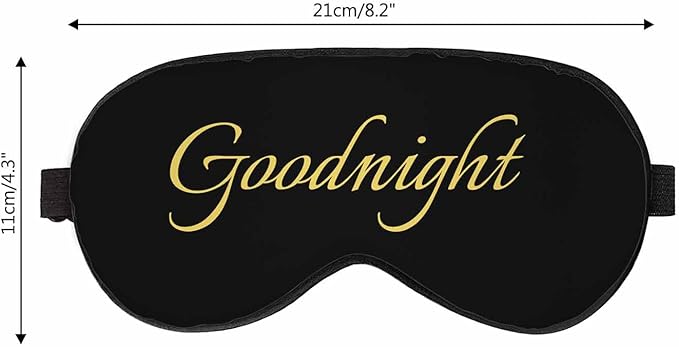 Good Night Sleep Eye Mask Night Sleep Phrase Golden Black Men Women Sleep Mask with Adjustable Strap Eye Cover Eye Shade for Travel, Nap,Meditation - Bloomnest