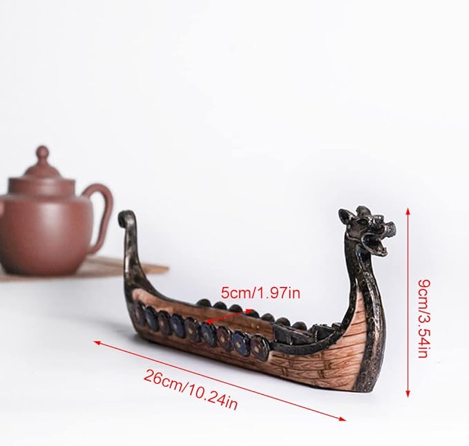 Retro Incense Burners Traditional Chinese Culture Design Dragon Boat Incense Stick Holder Burner Hand Carved Carving Censer Ornaments, Viking Ships Censer Ornaments Collectible Figurines - Bloomnest
