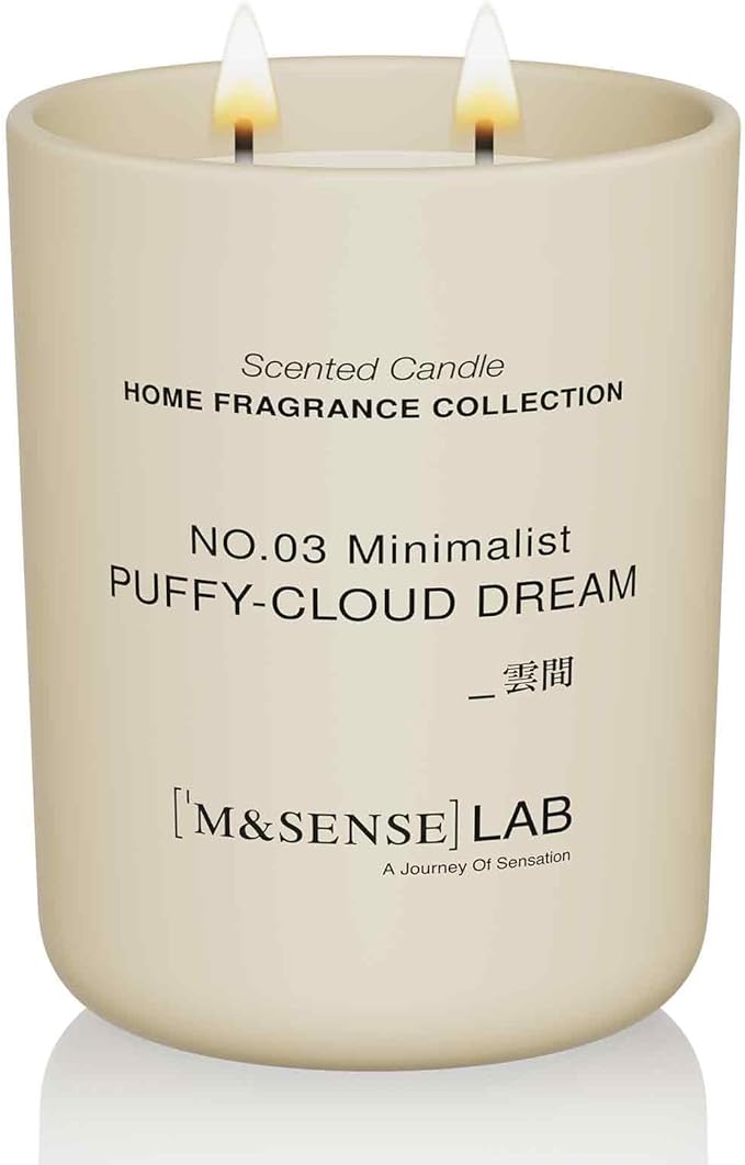 M&SENSE Natural Soy Candle| Puffy-Cloud Dream | 16.6 oz, 95H Burn | Minimalist Scented Candle for Relaxation, Gifting, Home Décor | for Bedroom, Office, Party Large - Bloomnest