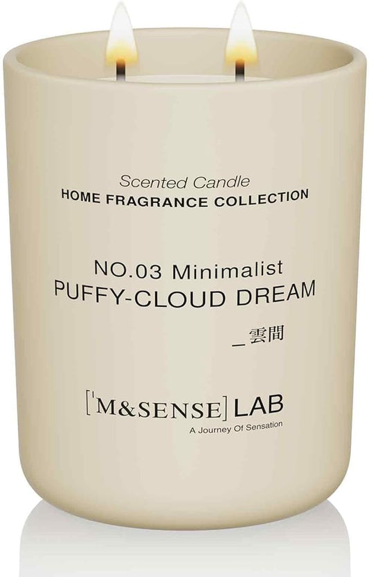 M&SENSE Natural Soy Candle| Puffy-Cloud Dream | 16.6 oz, 95H Burn | Minimalist Scented Candle for Relaxation, Gifting, Home Décor | for Bedroom, Office, Party Large - Bloomnest