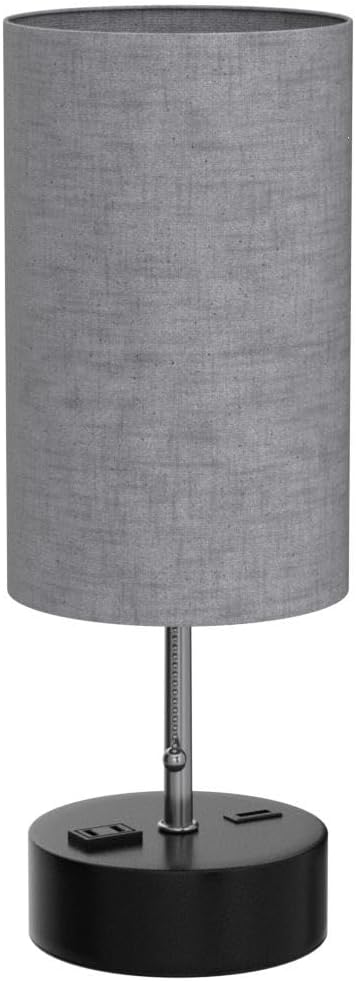 3-Color Temperature Bedside Lamp Nightstand Lamp with USB A Port and C Port, Table Lamp for Bedroom with LED Bulb Small Lamps for Living Room (Gray) - Bloomnest