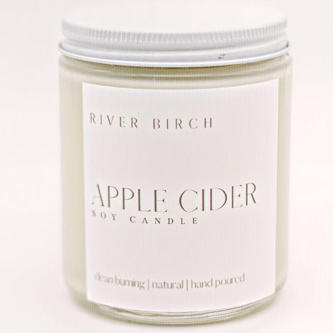 River Birch Candles Apple Cider Scented Candle | Premium, All-Natural, Non-Toxic, Soy Candles | 8.5oz 40 Hr Burn Time | Cozy Relaxing Gifts for Home - Bloomnest