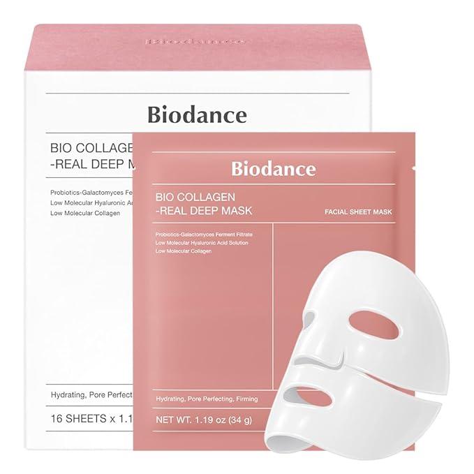 BIODANCE Bio-Collagen Real Deep Mask, Hydrating Overnight Hydrogel Mask, Pore Minimizing, Plumping, Elasticity Improvement, Korean Skin Care, Valentines Day Gifts for Her | 1.19oz(34g) x 16ea - Bloomnest